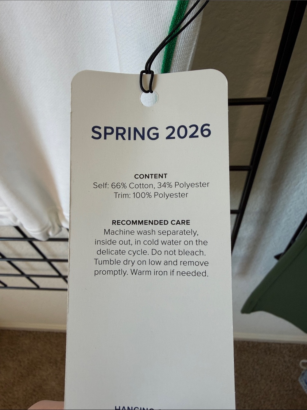 CAbi White Sleeveless Half-Zip with Green Stripe Collar - Picture 3 of 4